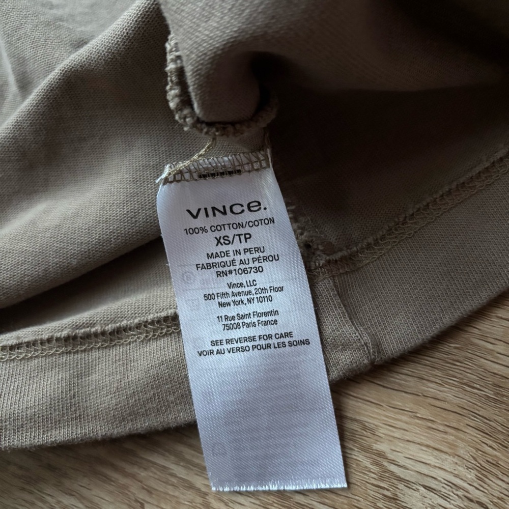 Vince side tie Short Sleeve Cotton T shirt Dress Shale Taupe XS minimalist chic - Picture 12 of 13